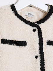 River Island Cream Girls Borg Coat - Image 4 of 4