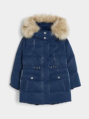 River Island Blue Girls Monogram Padded Coat - Image 1 of 5