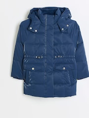 River Island Blue Girls Monogram Padded Coat - Image 5 of 5