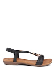 Pavers Black Flat Strappy Sandals - Image 2 of 5