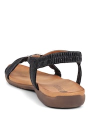 Pavers Black Flat Strappy Sandals - Image 3 of 5