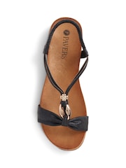 Pavers Black Flat Strappy Sandals - Image 4 of 5
