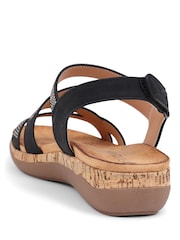 Pavers Black Adjustable Embellished Raffia Sandals - Image 3 of 5