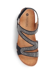 Pavers Black Adjustable Embellished Raffia Sandals - Image 4 of 5