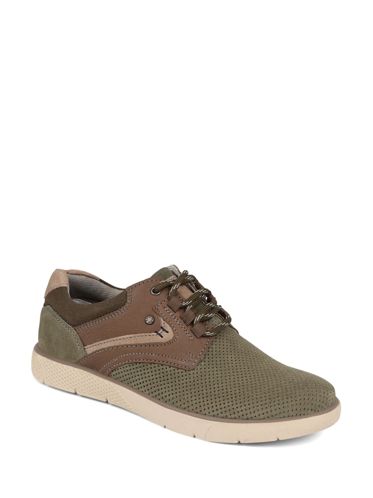 Pavers Olive Green Lace-Up Casual Shoes - Image 2 of 5