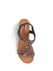 Pavers Black Embellished Wedge Sandals - Image 4 of 5