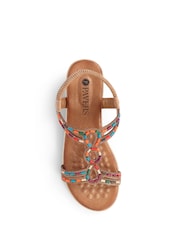 Pavers Camel Embellished Wedge Sandals - Image 3 of 5