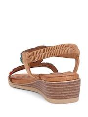 Pavers Camel Embellished Wedge Sandals - Image 4 of 5