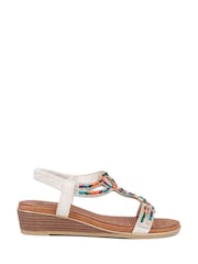 Pavers White Embellished Wedge Sandals - Image 2 of 6