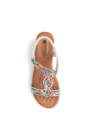 Pavers White Embellished Wedge Sandals - Image 4 of 6