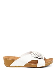 Pavers White Embellished Mule Sandals - Image 2 of 5