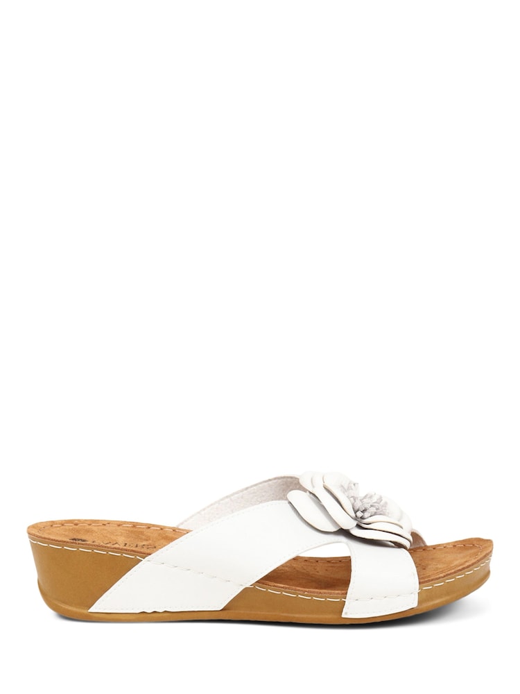 Pavers White Embellished Mule Sandals - Image 2 of 5