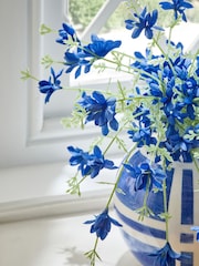 Blue Artificial Floral Arrangment In Ceramic Vase - Image 2 of 5