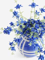 Blue Artificial Floral Arrangment In Ceramic Vase - Image 4 of 5