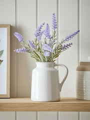 Purple Artificial Lavender In Ceramic Jug - Image 1 of 4