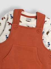 JoJo Maman Bébé Rust Forest Animal Textured Dungarees & Top Set - Image 6 of 6