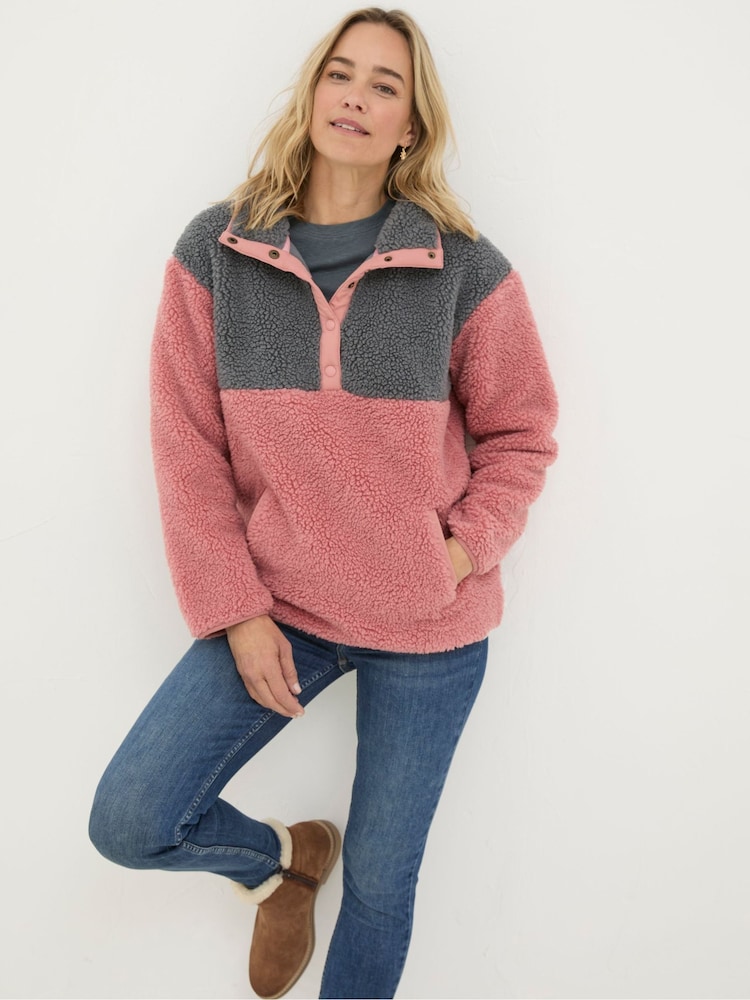 FatFace Multi Colourblock Half Neck Fleece - Image 1 of 5