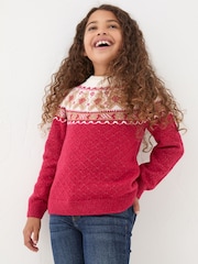 FatFace Red Gingerbread Jumper - Image 1 of 5