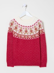 FatFace Red Gingerbread Jumper - Image 5 of 5