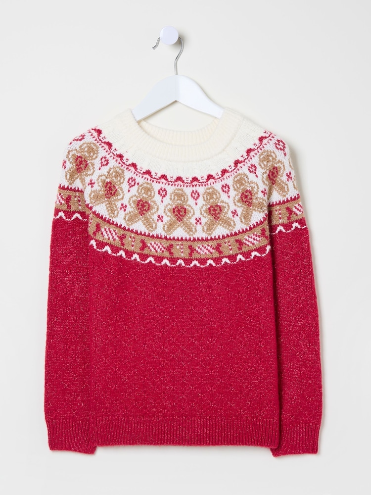 FatFace Red Gingerbread Jumper - Image 5 of 5