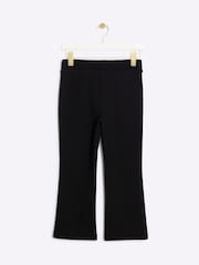 River Island Black Girls Faux Leather Front Kickflare Trousers - Image 2 of 4