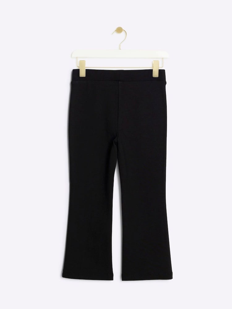 River Island Black Girls Faux Leather Front Kickflare Trousers - Image 2 of 4 River Island Black Girls Faux Leather Front Kickflare Trousers - Image 2 of 4