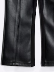 River Island Black Girls Faux Leather Front Kickflare Trousers - Image 4 of 4