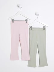 River Island dekleta 100% Cotton Rib Kickflare hlače 2 komplet - Slika 1 iz 4