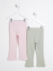 River Island dekleta 100% Cotton Rib Kickflare hlače 2 komplet - Slika 2 iz 4
