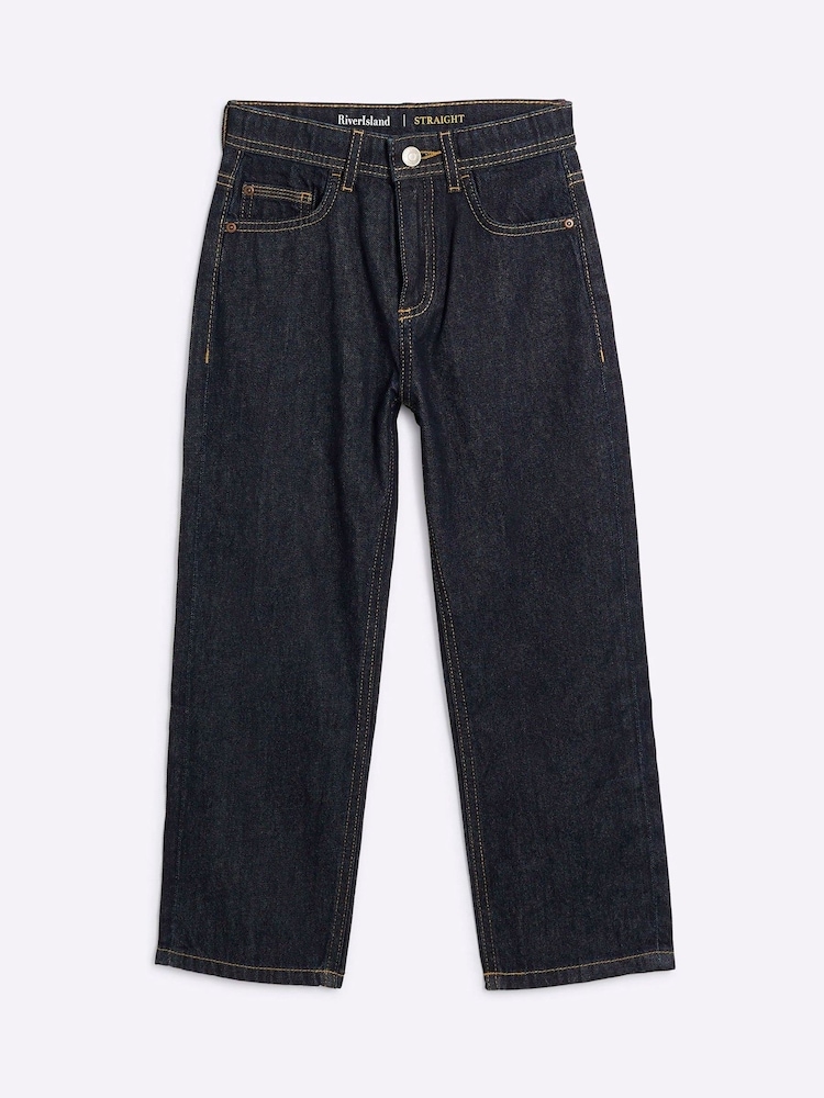 River Island Blue Straight Fit Boys Denim 100% Cotton Jeans - Image 1 of 4 River Island Blue Straight Fit Boys Denim 100% Cotton Jeans - Image 1 of 4