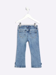 River Island Blue Girls 100% Cotton Denim Flare Fit Jeans - Image 2 of 4