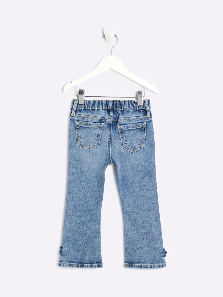 River Island Blue Girls 100% Cotton Denim Flare Fit Jeans - Image 2 of 4 River Island Blue Girls 100% Cotton Denim Flare Fit Jeans - Image 2 of 4