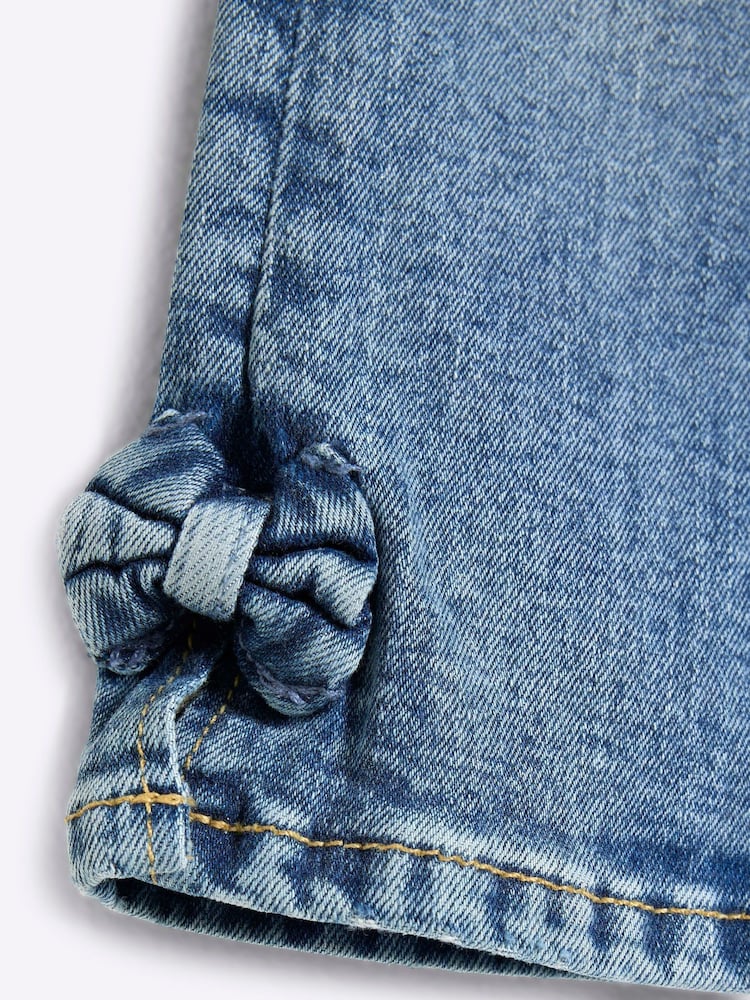 River Island Blue Girls 100% Cotton Denim Flare Fit Jeans - Image 4 of 4