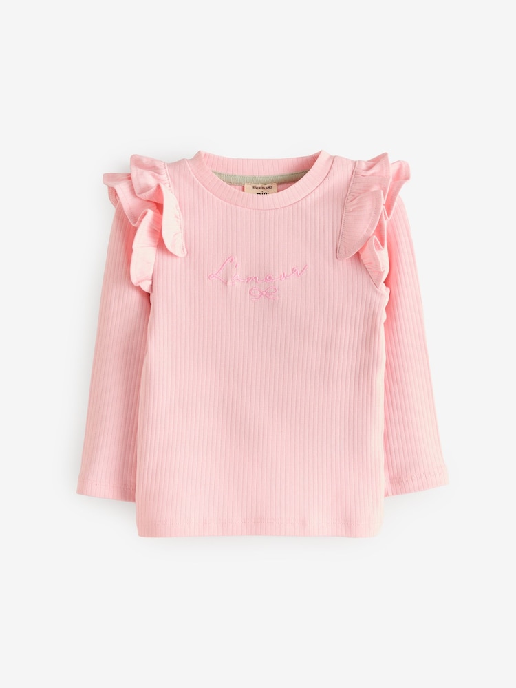 River Island Pink River Island Girls Rib Tops 2 Pack - Image 2 of 3 River Island Pink River Island Girls Rib Tops 2 Pack - Image 2 of 3