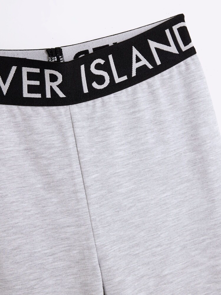 River Island Grey Girls Deep Waistband Kickflare 100% Cotton Trousers - Image 2 of 3