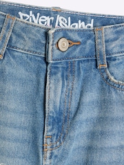River Island Blue Mom Girls Now Or Never Graffiti 100% Cotton Jeans - Image 4 of 5