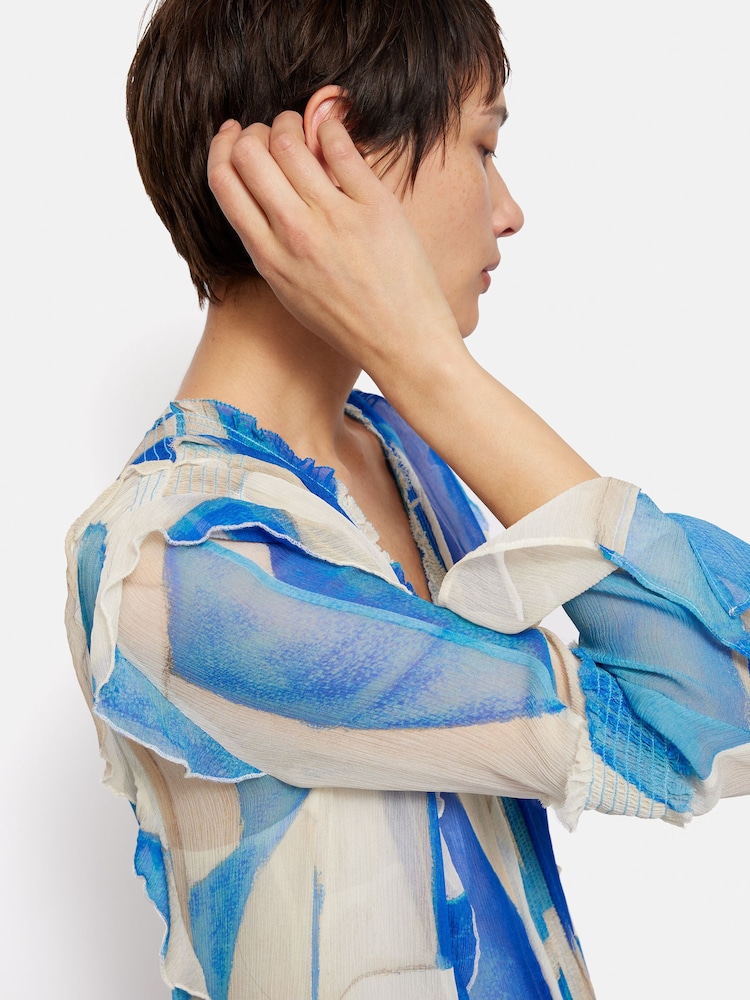 Jigsaw Blue Abstract Long Sleeve Dress - Image 2 of 7
