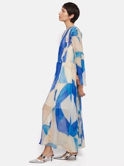Jigsaw Blue Abstract Long Sleeve Dress - Image 4 of 7
