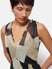 Jigsaw Black Abstract Sleeveless Dress - Image 3 of 7