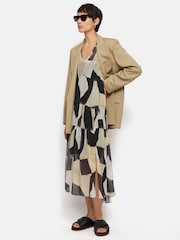Jigsaw Black Abstract Sleeveless Dress - Image 4 of 7
