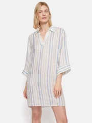 Jigsaw Blue Linen Stripe Tunic Dress - Image 2 of 8