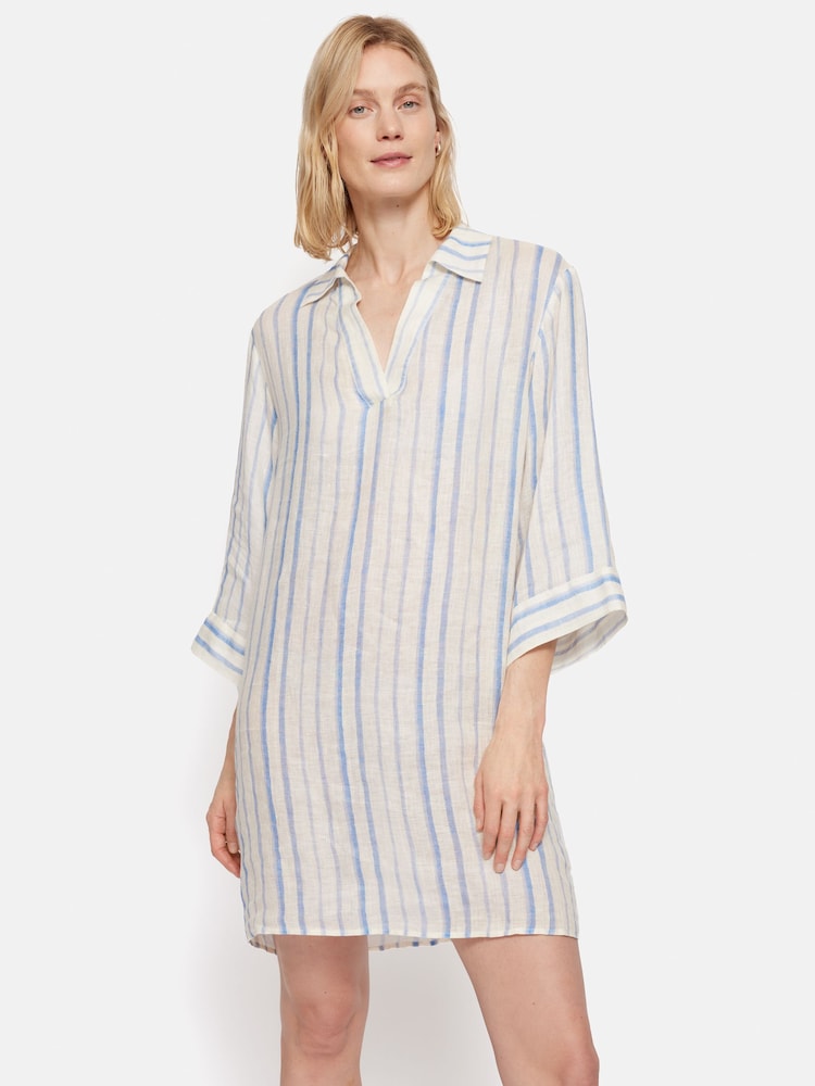 Jigsaw Blue Linen Stripe Tunic Dress - Image 2 of 8