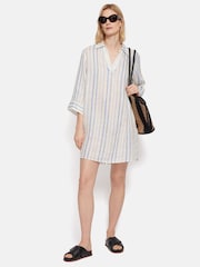 Jigsaw Blue Linen Stripe Tunic Dress - Image 3 of 8