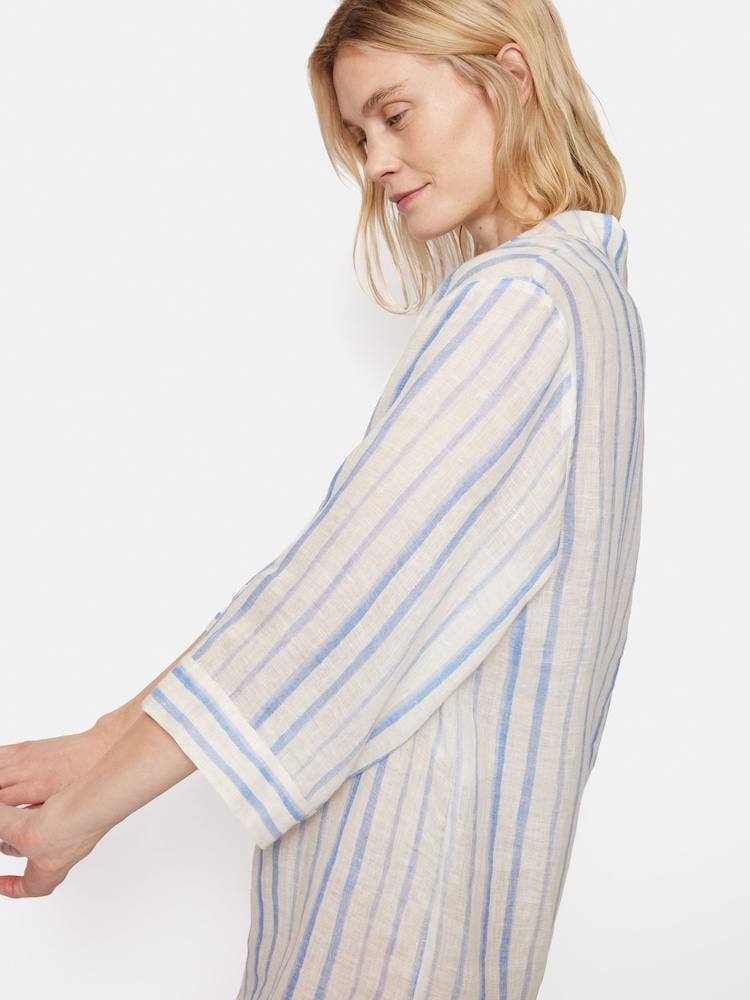 Jigsaw Blue Linen Stripe Tunic Dress - Image 8 of 8