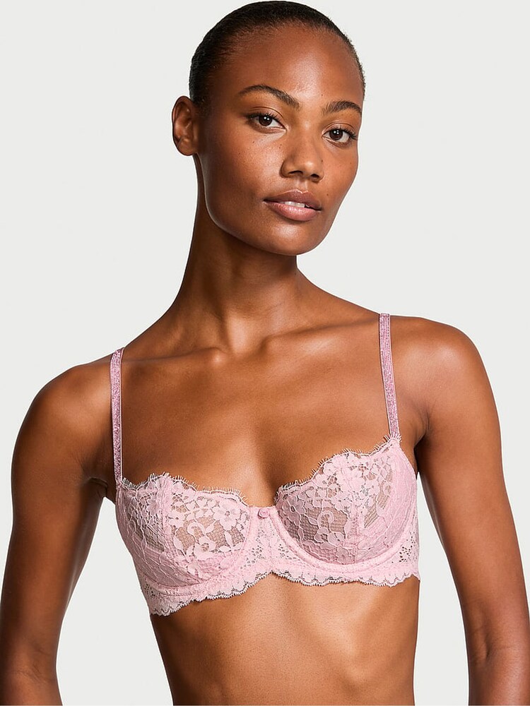 Victoria's Secret Chalk Rose Pink Unlined Balcony Twinkle Strap Bra - Image 1 of 3