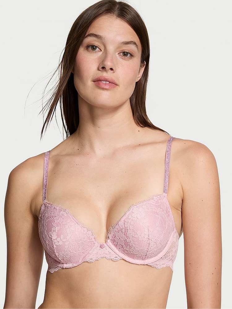 Victoria's Secret Chalk Rose Pink Push Up Twinkle Strap Bra - Image 1 of 3