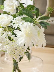 White Artifical Floral Arrangement in Glass Vase - Image 2 of 4