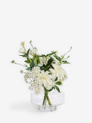 White Artifical Floral Arrangement in Glass Vase - Image 3 of 4