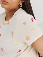 Simply Be Natural Tropical Embroidered 100% Cotton T-Shirt - Image 3 of 4