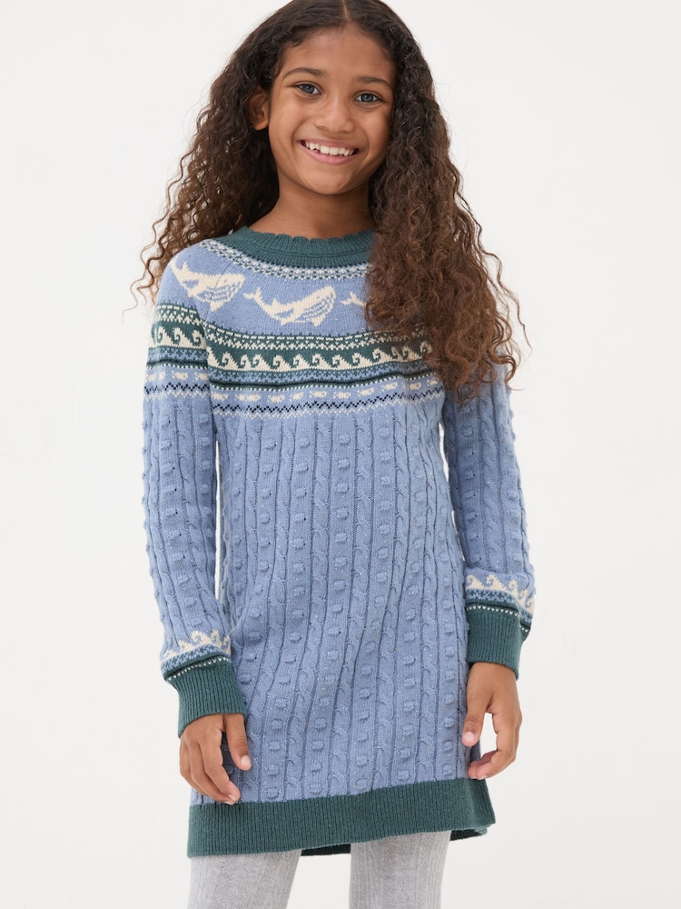 FatFace Light Blue Shelter Fairisle Pattern Dress - Image 2 of 6